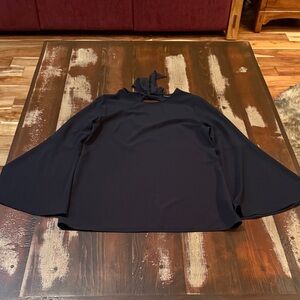 Halogen Black Bell Sleeve Tie-Neck Blouse